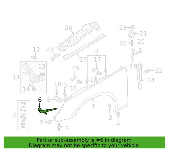 Audi Fender Retaining Bracket - Front Passenger Side 8W0821092